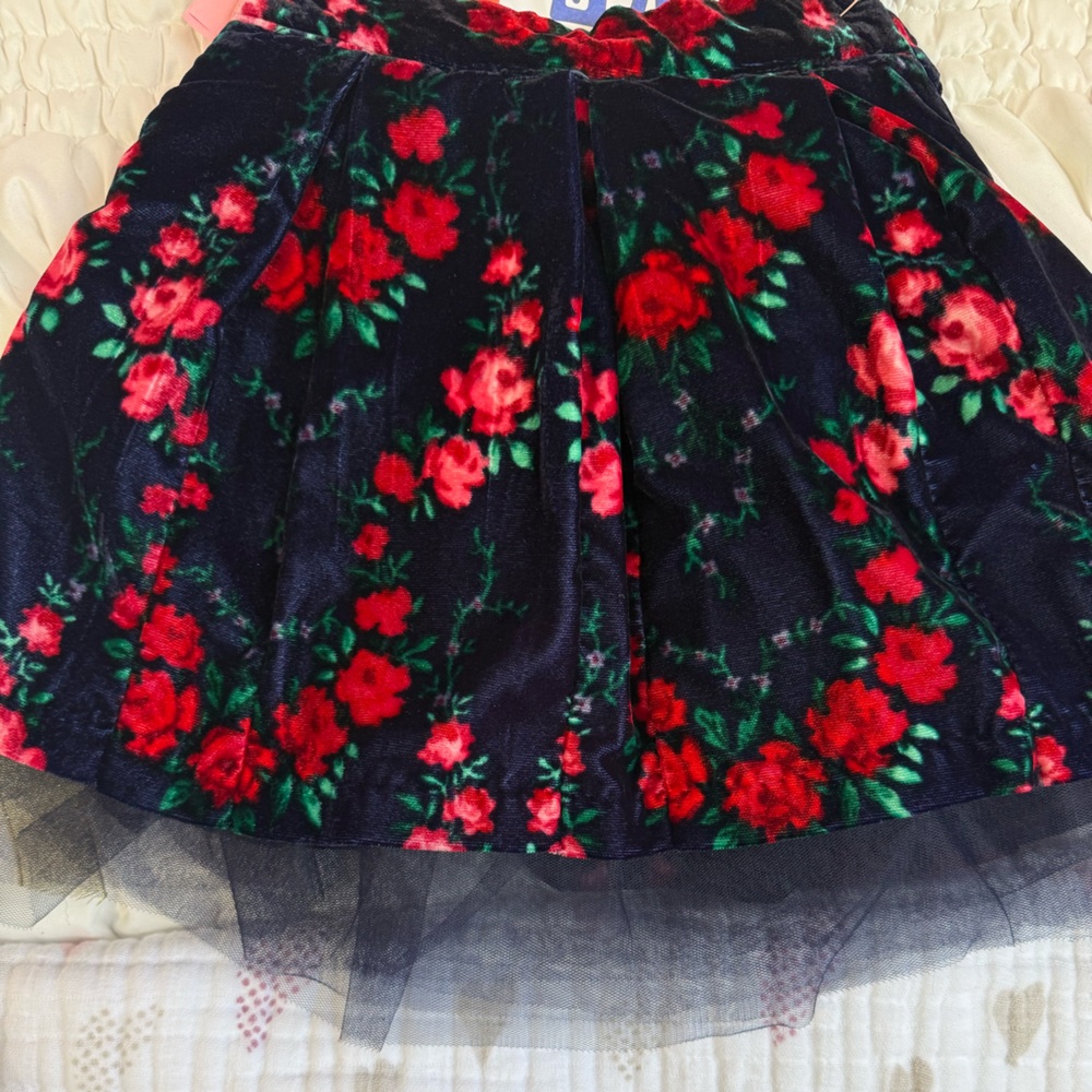 Janie and Jack Red Floral Skirt
